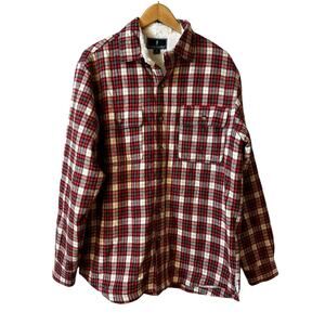 Lanesboro Men’s Sherpa Lined Flannel Shirt Jacket Shacket Red Medium Outdoor
